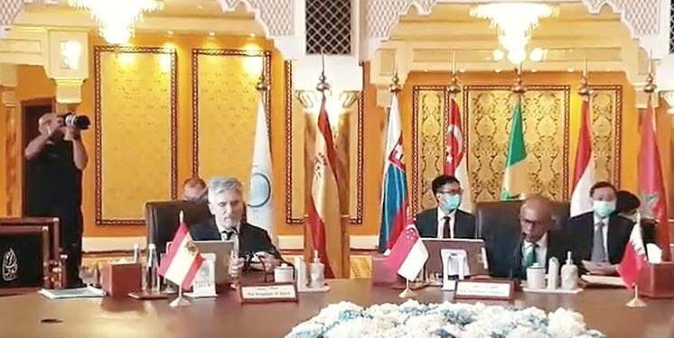 Captura de la participación del ministro del Interior español, Fernando Grande-Marlaska, en la reunión en Dubai de la Alianza Internacional para la Seguridad. (Ministerio del Inteior)