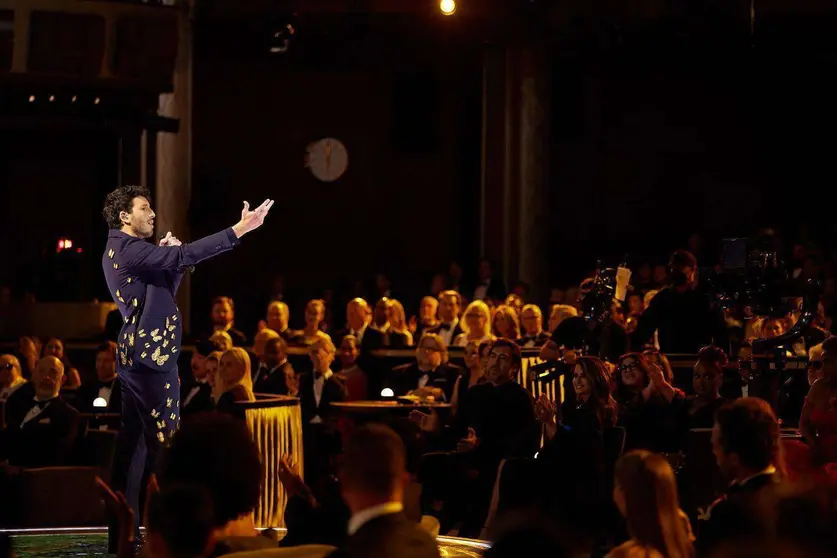 Sebastián Yatra durante su actución en la gala de los Oscar. (@SebastianYatra)