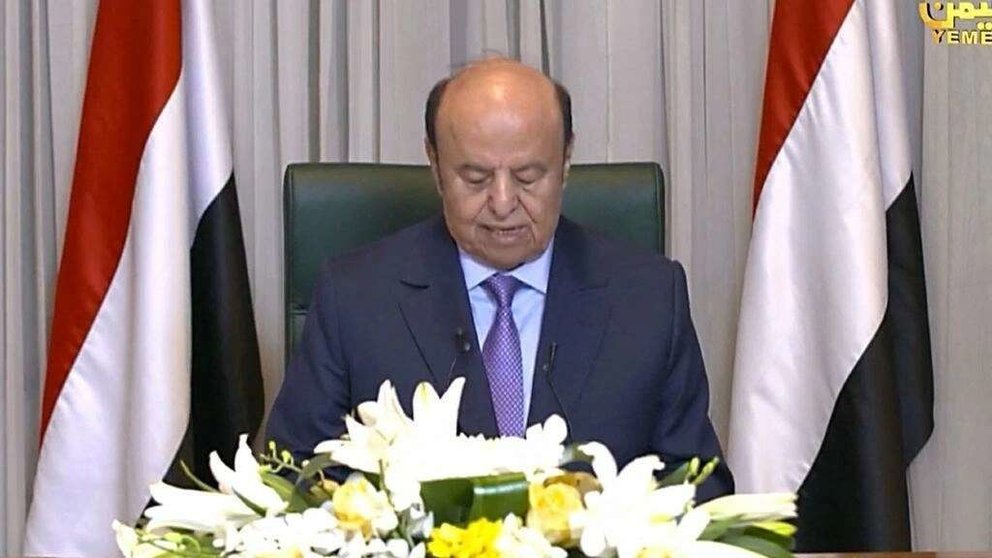 El presidente de Yemen, Abedrabbo Mansour Hadi, durante su discurso televisado,