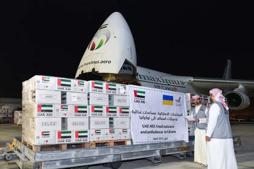 El avión enviado desde Emiratos a Ucrania. (WAM)