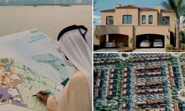 Capturas de pantalla del anuncio en Twitter de las viviendas para ciudadanos emiratíes.