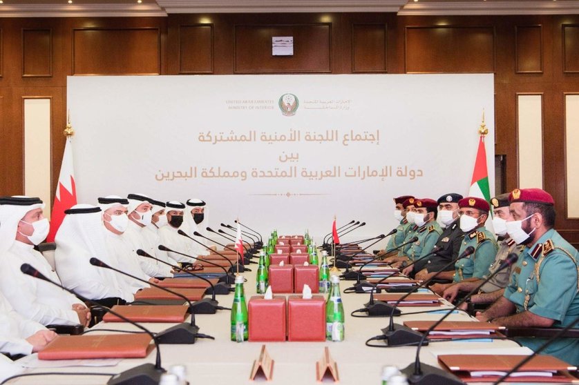 La delegación de Emiratos y Bahréin en Abu Dhabi. (WAM)
