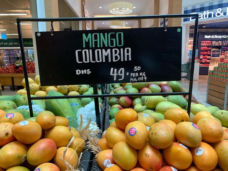 Mangos colombianos en un supermercado de EAU. (EL CORREO)