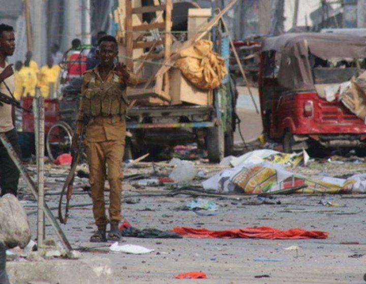 Una imagen de Twitter del lugar del atentado en Mogadiscio.