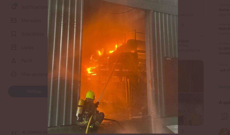 Dubai Media Office difundió esta imagen del incendio.