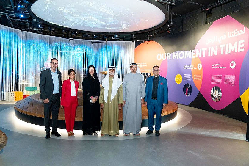 Los protagonistas de la presentación de las nuevas atracciones en Expo City Dubai. (Cedida)