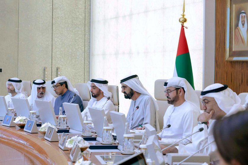 Un momento de la reunidón de Consejo de Ministros de Emiratos este lunes. (WAM)