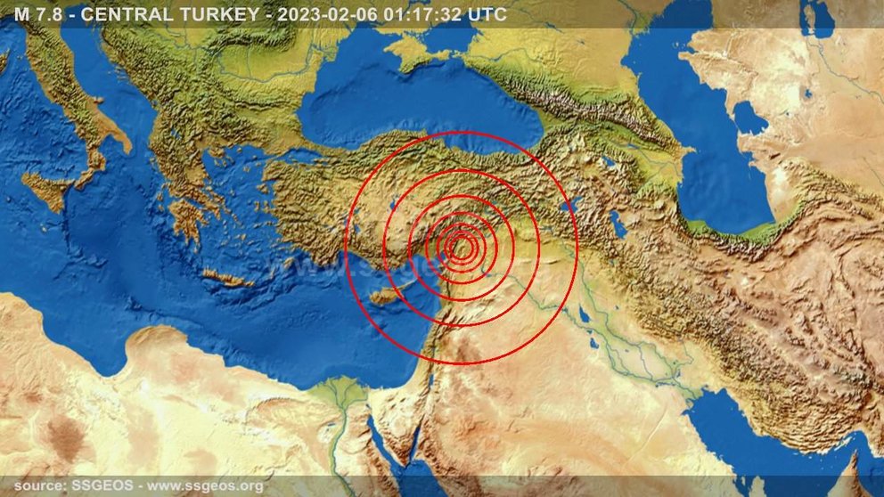 Epicentro del terremoto de Turquía de este lunes. (Twitter)