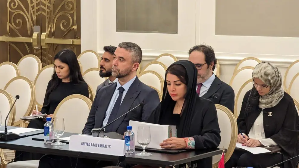 La delegación emiratí en la cumbre de CARICOM. (WAM)