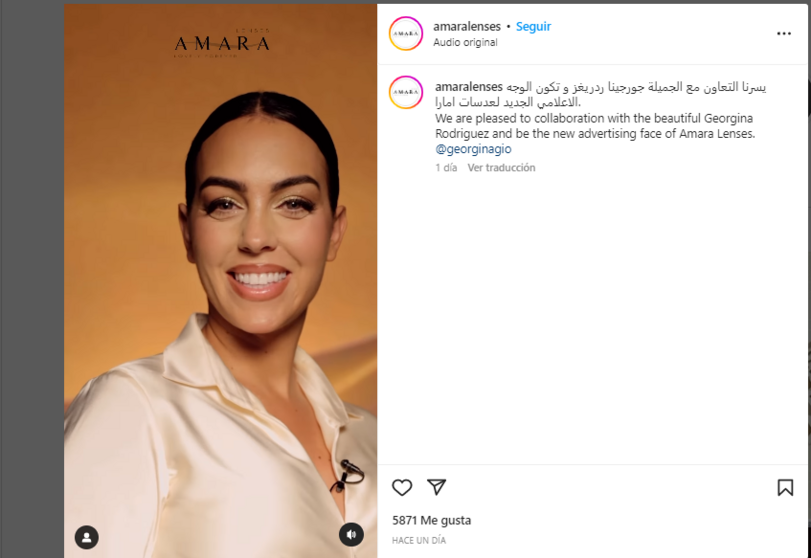 Giorgina anuncia su colaboración con Amara Lenses. (@amaralenses)