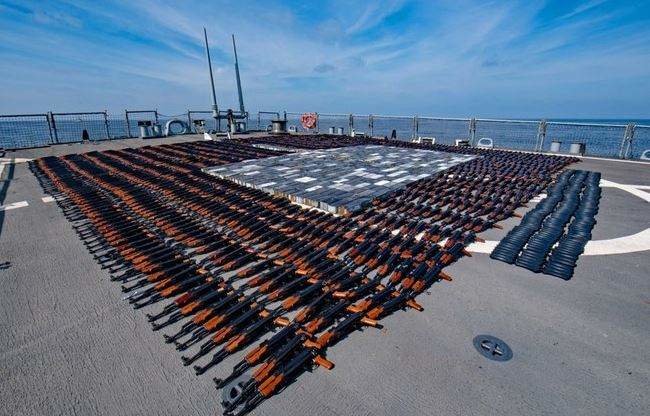 Las armas iraníes confiscadas antes de llegar a Yemen. (Fuente externa)