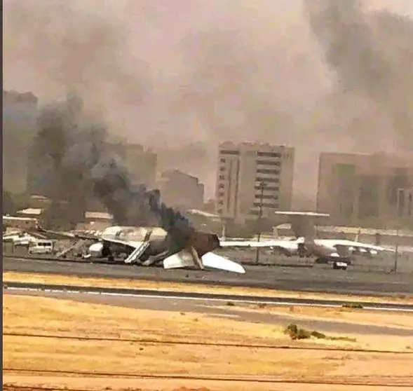 Una imagen de Twitter del aeropuerto de Jartum.