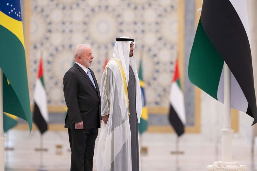 Los presidentes de Brasil y Emiratos en Abu Dhabi. (Twitter)