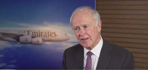 El presidente de Emirates Airline, Tim Clark este martes en la ATM de Dubai. (Twitter)