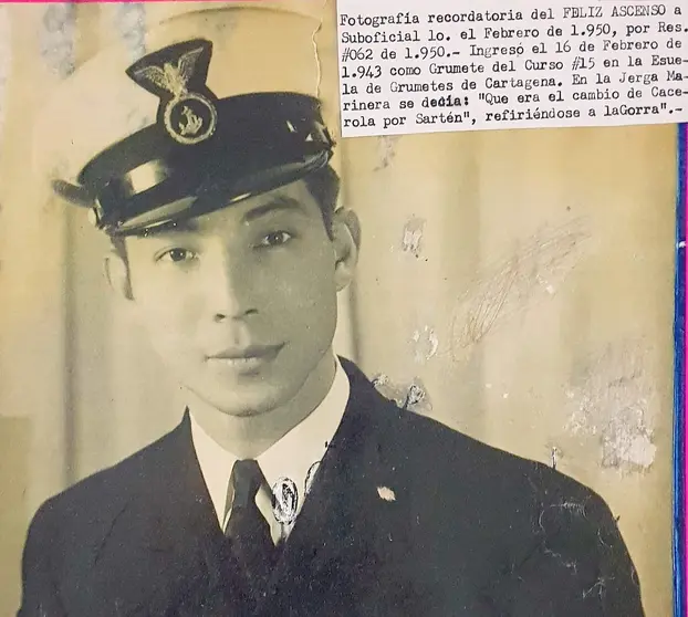 El joven José Kaoru Doku Bermejo, con el uniforme militan colombiano. (Cedida)