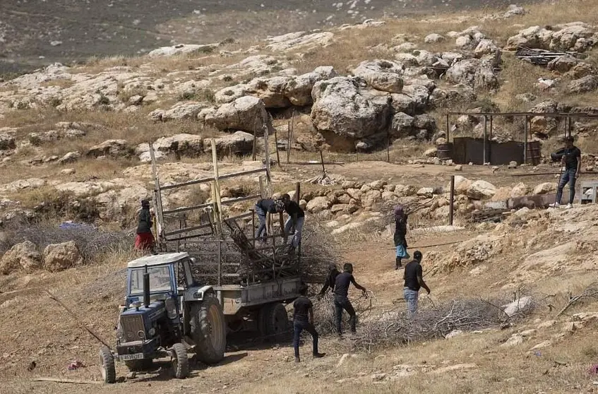 Palestinos en Samia, aldea cercana a Ramallah. (Twitter)