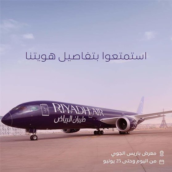Una imagen de Twitter de un avión de Riyadh Air.