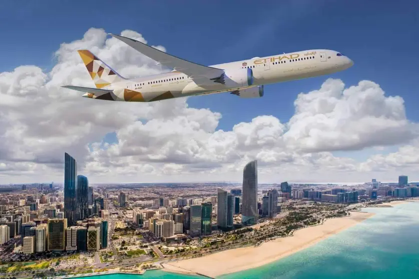 Un avión de la aerolínea de Abu Dhabi, Etihad Airways. (WAM)