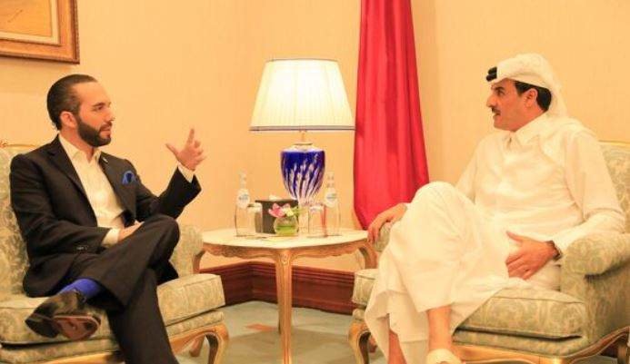 El presidente de El Salvador y el  emir de Qatar. (Fuente externa)