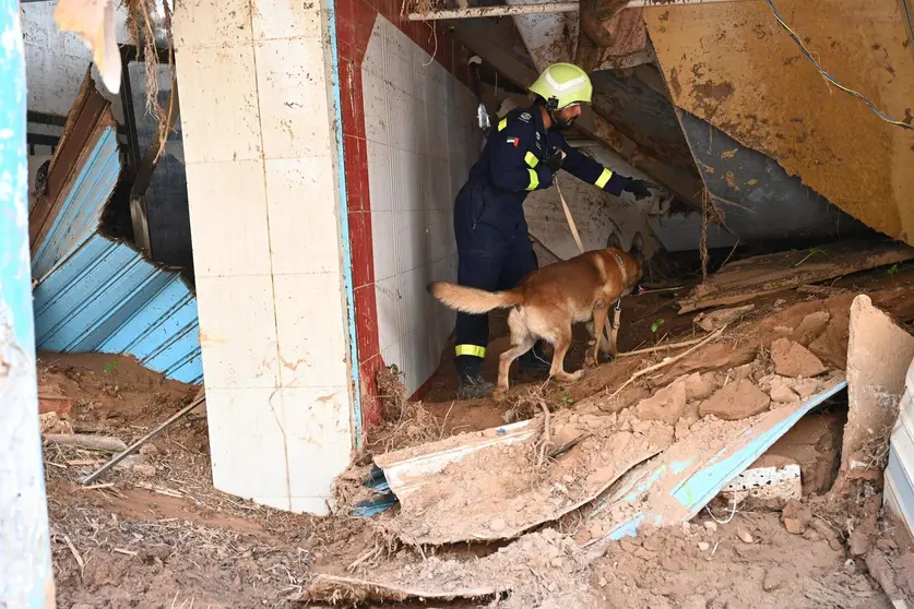 Un miembro del equipo de rescate de EAU en Libia. (WAM)