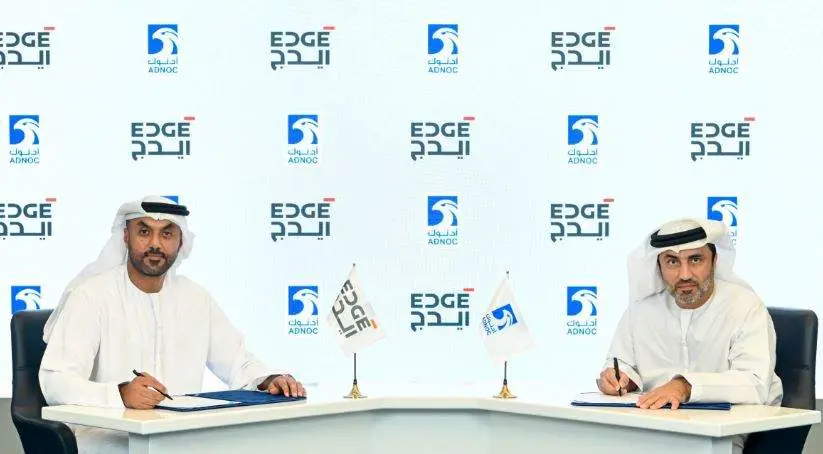 Un momento de la firma del contrato entre Adnoc y Edge. (WAM)