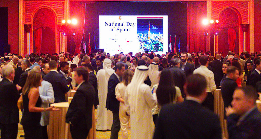 Impresionante imagen de la celebración de la Fiesta Nacional de España 2023 en el Emirates Palace de Abu Dhabi. (SBC)