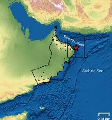 La estrella roja marca el lugar del terremoto. (Fuente externa)