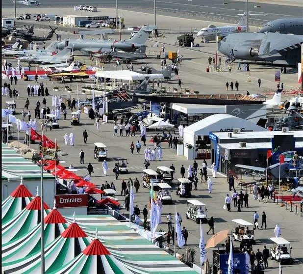 Una imagen de la feria Dubai Airshow. (Twitter)