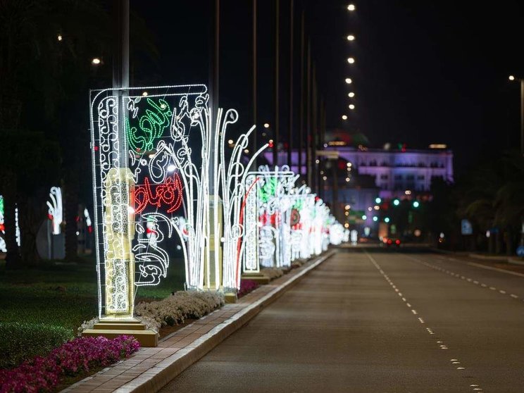 Iluminación por el Día Nacional en Abu Dhabi. (WAM)
