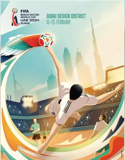 El cartel oficial de la Copa del Mundo de Fútbol Playa 2024. (WAM)