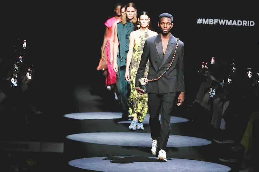 Desfile de la colección de Pablo Erroz inspirada en el café de Colombia en la Fashion Week de Madrid. (Fuente externa)