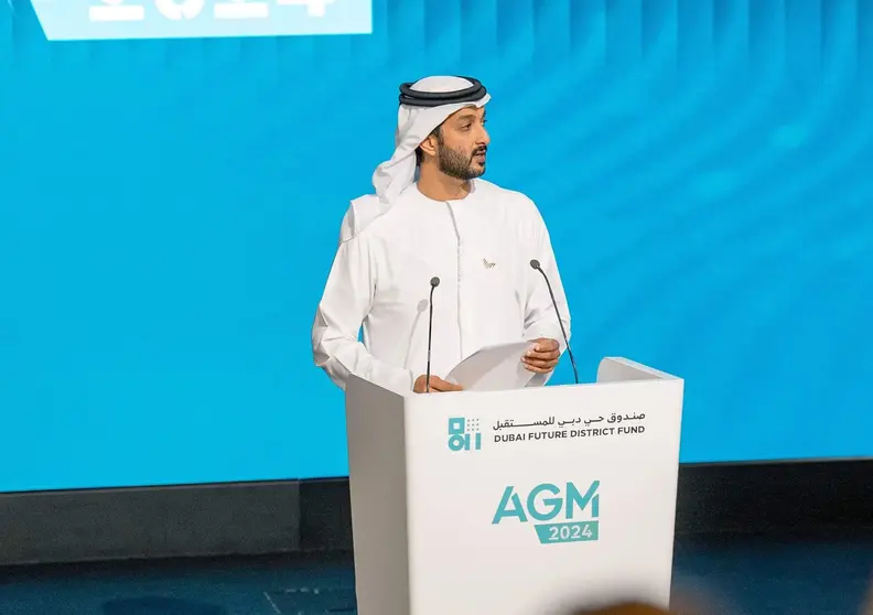El ministro de economía de EAU Abdullah bin Touq Al Marri en AGM. (WAM)