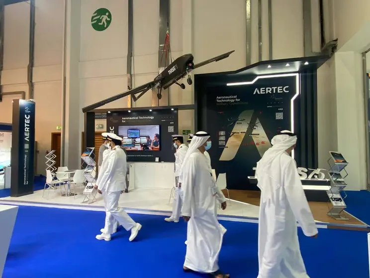 Una imagen del stand de la empresa Aertec en IDEX Abu Dhabi. (X)