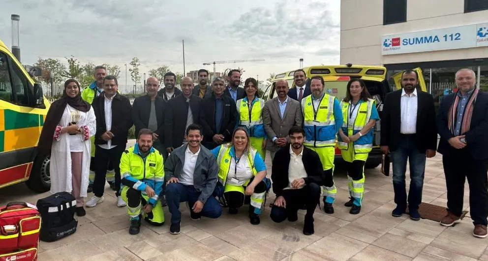 El equipo de Emergencias de Madrid con la delegación de Abu Dhabi. (Summa Madrid)
