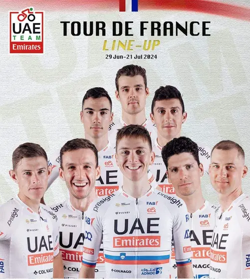 Los ciclistas del equipo emiratí en el Tour de Francias. (WAM)