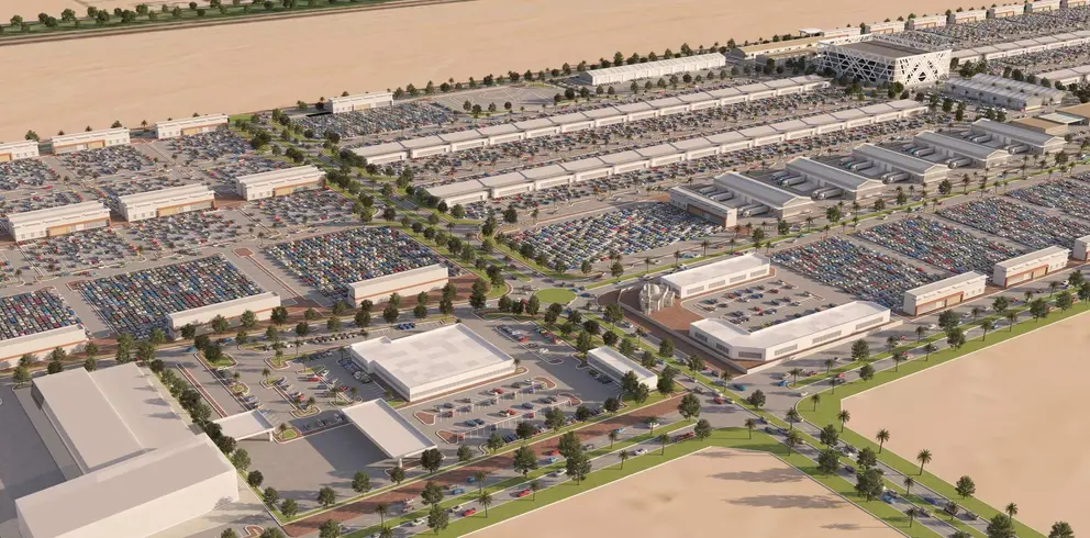 Una maqueta del mayor mercado de coches en Dubai. (WAM)