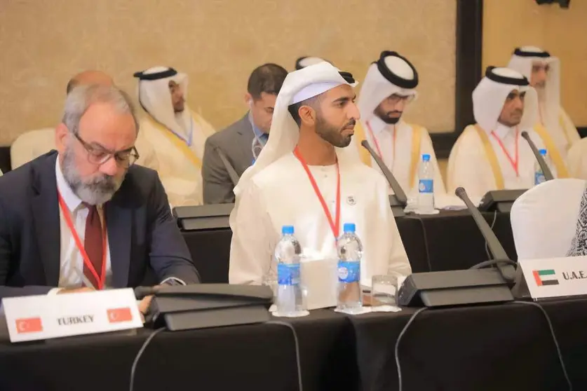 El jeque Shakhboot bin Nahyan durante la reunión de mediadores del conflicto en Sudán. (WAM)