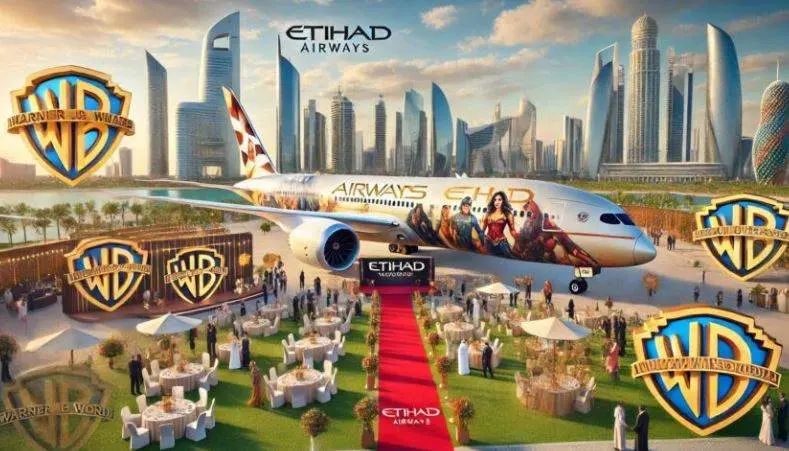 El avión de Etihad decorado con el parqueWarner Bross. (X)