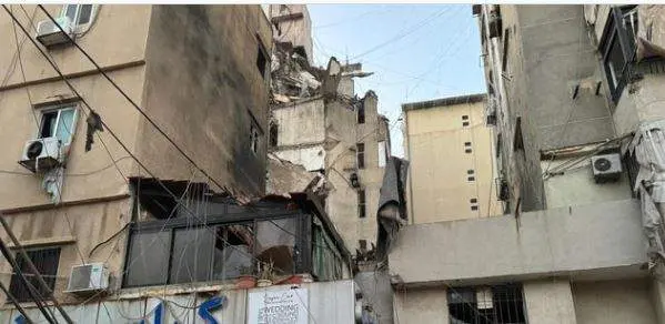 Estado del edificio en Beirut tras el bombardeo de Israel. (X)