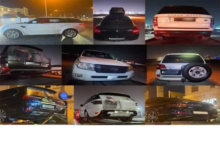 Los vehículos confiscados. (Policía de Dubai)