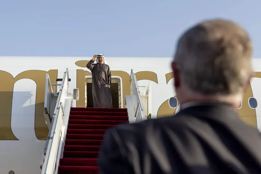El presidente de EAU despedido por el rey de Jordania tras su visita oficial. (WAM)