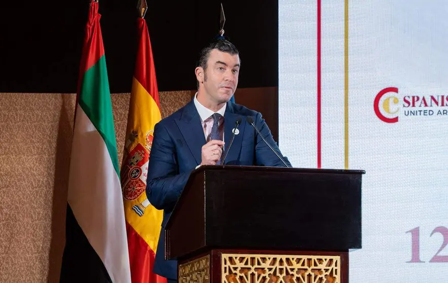 El presidente del Spanish Business Council (SBC), Guillermo Cobelo, durante una intervención en Abu Dhabi. (Cedida)