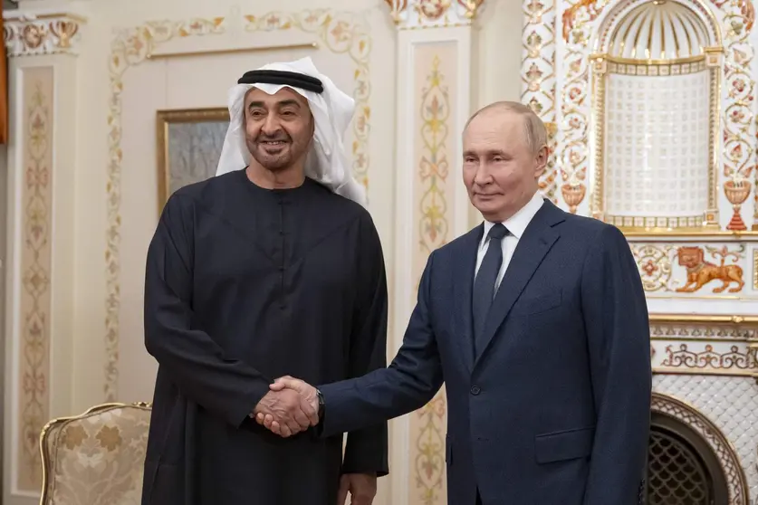 Los presidentes de EAU y Rusia en moscú. (WAM)