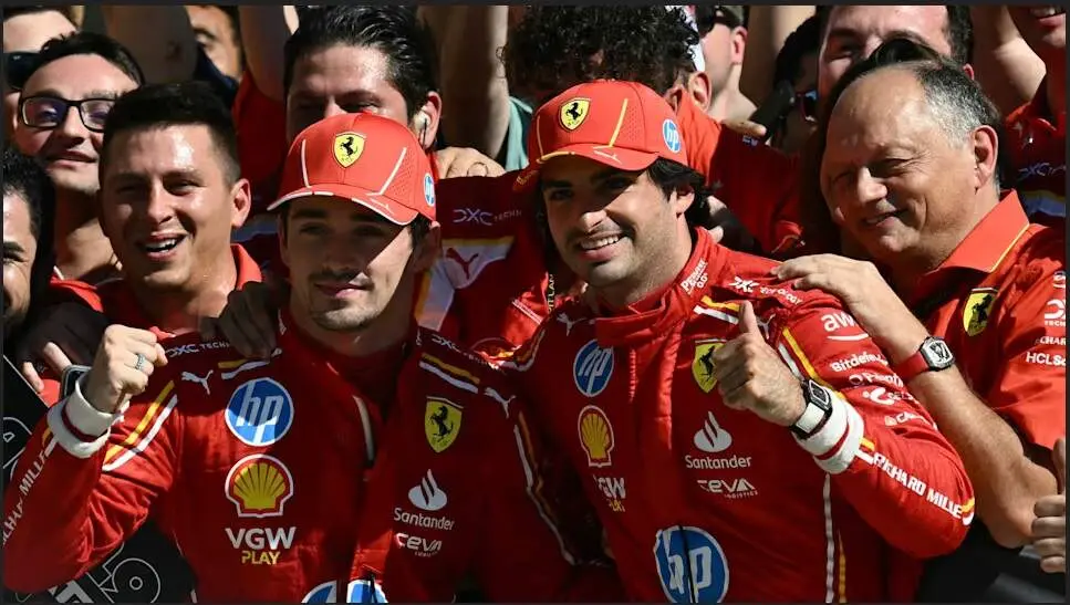 Leclerc y Sainz celebran la carrera en Austin. (Fórmula 1)