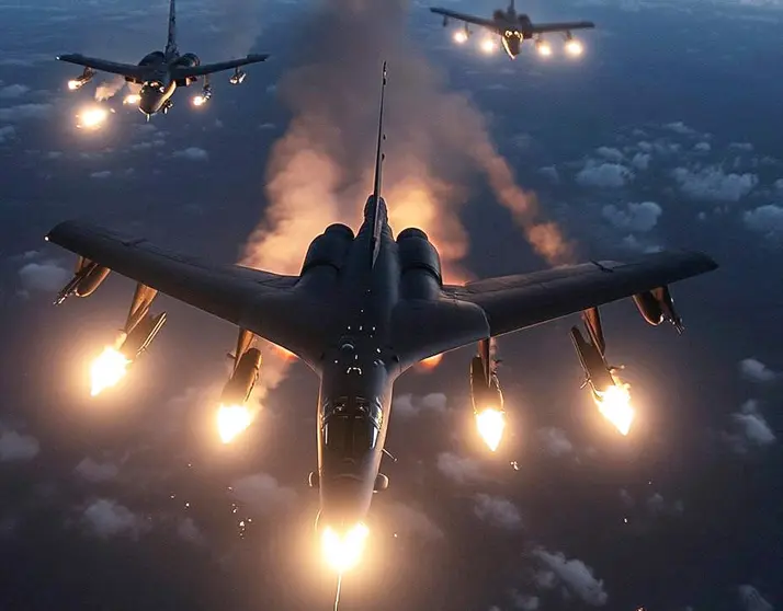 Aviones de guerra israelíes rumbo a Irán. (X)