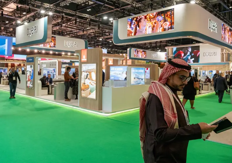 Stand de Dubai en el WTM de Londres. (Julián Pérez/ EL CORREO)