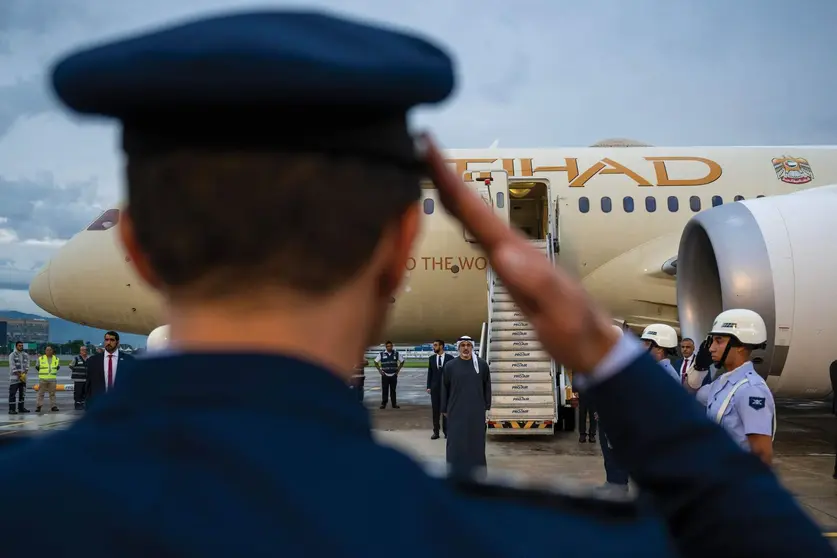El príncipe heredero de Abu Dhabi a su llegada a Río de Janeiro. (WAM)