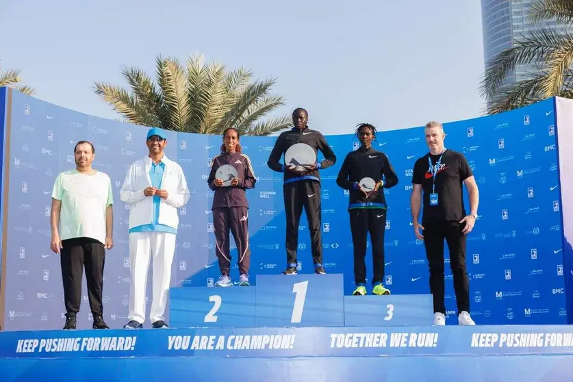 Los campeones de la Maratón Adnoc de Abu Dhabi. (WAM)
