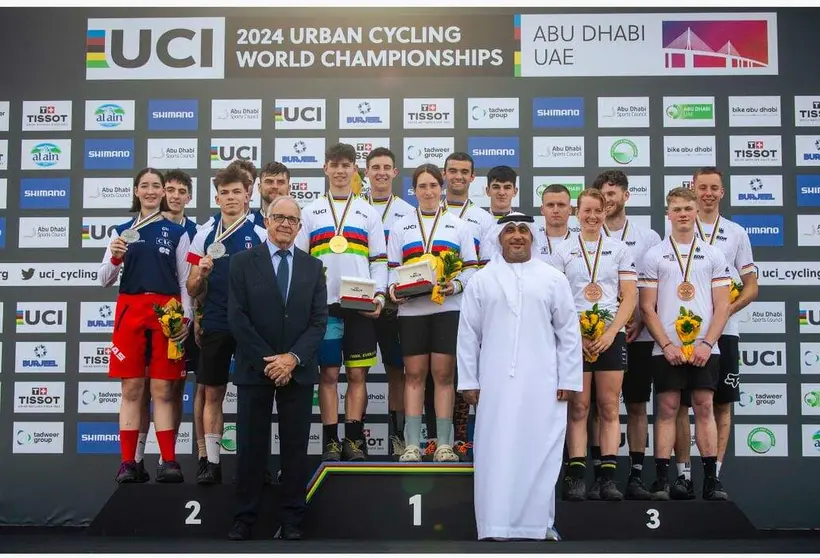 El equipo de ciclismo de España en Abu Dhabi. (WAM)