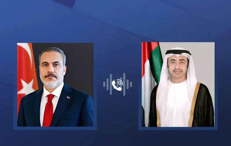 Los ministros de Exteriores de Emiratos y Turquía. (WAM)